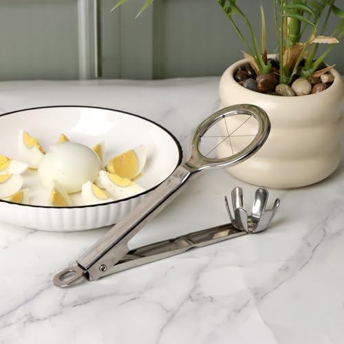 Best Utensils Stainless Steel Egg Slicer Wedger Cutter, Divides Hard Boiled Eggs Into 6 Equal Segments In One Action - Image 2