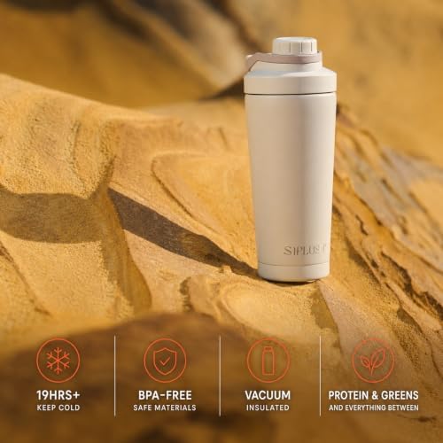 Insulated Protein Shaker Bottle 24oz, Dishwasher Safe, Warm Gray - Image 3