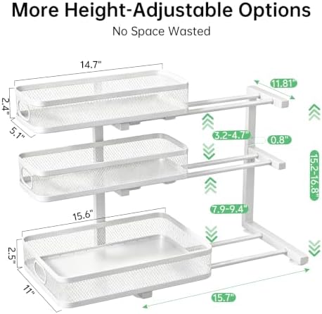 2-Pack 3-Tier Under Sink Organizer, Slide Out Cabinet Storage, Kitchen/Bath