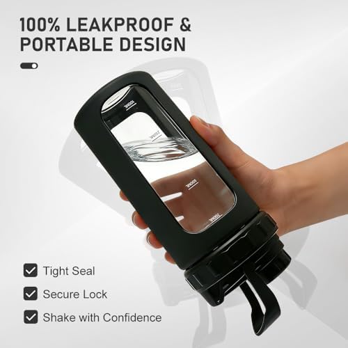 BYLWORKOUT 26 oz Glass Shaker Bottle with Silicone Sleeve and Mixing Ball - Image 4