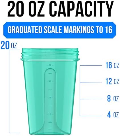 VELOMIX 6 Pack 20oz Shaker Cups for Protein Shakes, Rose Garden - Image 4