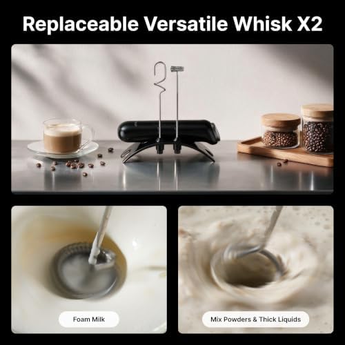 Typhur InstaWhisk Electric Milk Frother with Storage Case & Stand - 1500mAh Type-C Rechargeable Handheld Coffee Foamer Wand, Stepless Speed, Dual Whisks for Latte, Matcha, Protein, Army Green - Image 6