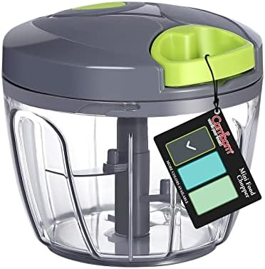 Manual Food Chopper Vegetable Cutter, Hand String Vegetable Chopper Onions Cutter for Vegetable Fruits Nuts BPA Free Food Safe Material, 650ml Gray