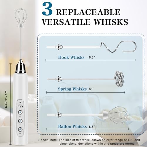 Milk Frother Wand Rechargeable Handheld Whisk Coffee 3 Speed Adjustable - Image 7