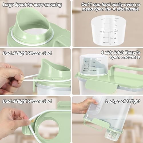 5-7Lbs Airtight Dog Cat Pet Food Storage Container-Light Green