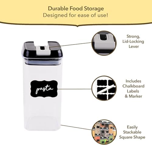 Airtight Food Storage Containers with Lids – 14 Piece Assorted Size Kitchen Pantry Organization Set, BPA-Free Clear Plastic, Stackable Containers for Cereal, Flour, Sugar, Rice, Snacks