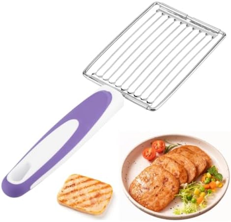 Tomato Cutter, Stainless Luncheon Meat Cutter Tomato Slicers Fruits Cutter Stainless Steel Meat Cutter with Handle for Soft Tomato Ham Egg(Purple) by Unknown