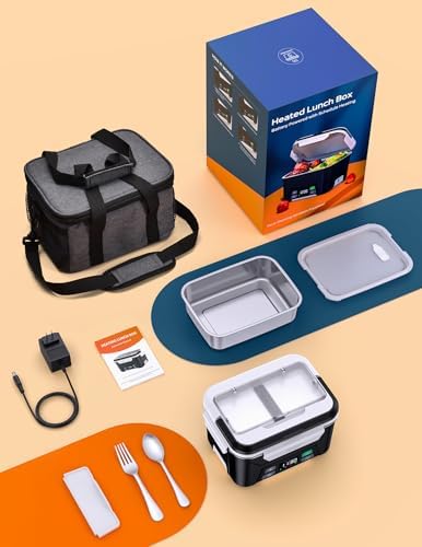 Cordless Electric Lunch Box, Heated Lunch Box for Men with Timer