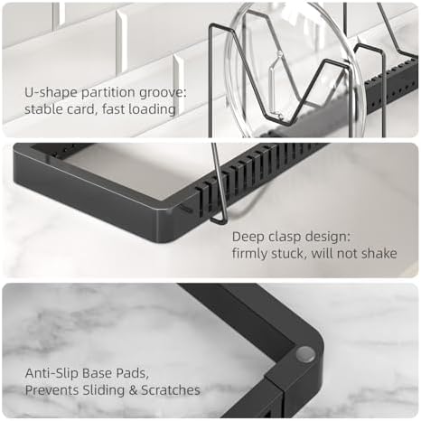 Pots and Pans Organizer under Cabinet, Expandable Pot Lid Organizer Holder with 10 Adjustable Compartment, Pan Organizers inside Cabinet for Lids, Bakeware, Kitchen Storage Pot Rack, Black