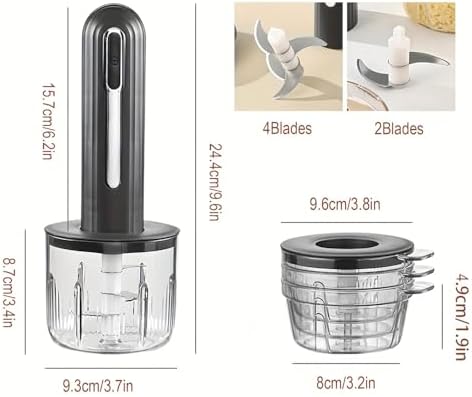 Electric Garlic Chopper, Mini Chopper Food Processor with 4 Cups & 2 Slicers, Electric Food Chopper for Baby Foods Kitchen,Mincing Pureeing Onion Garlic Chili & Spices