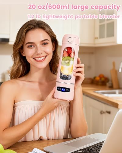 Personal Portable Blender - Smoothies & Shakes - 20Oz/600ml Large Capacity High Power Cordless Blender (Pink) - Image 3