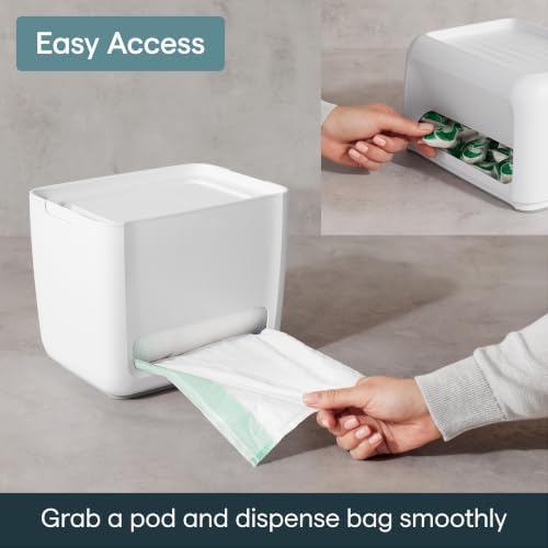 SinkSuite Bag & Pod Dispenser, Standing Garbage Bag and Dishwasher Pod Organizer with Removable Lids for Storage, Speckled White
