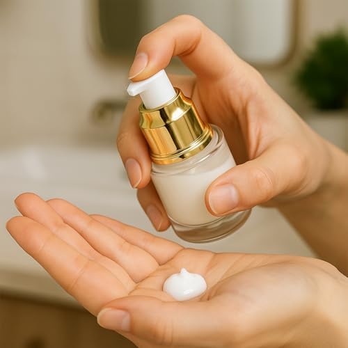 6Packs 20ml Clear Glass Lotion Pump Bottles, Golden - Image 5