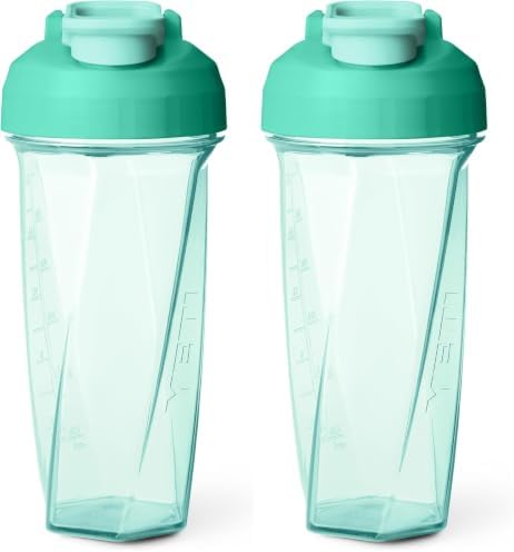 YETI Yonder Helimix Vortex Blender Shaker Bottle Holds up to 27oz | No Blending Ball or Whisk | USA Made | Portable Pre Workout Whey Protein Drink Shaker Cup | Dishwasher Safe, Seafoam (Pack of 2) by YETI