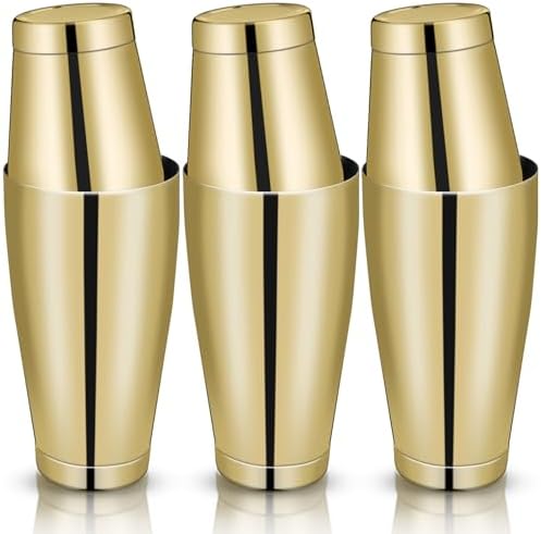 6 Pcs Shakers Bartending Boston Cocktail Shaker, Gold