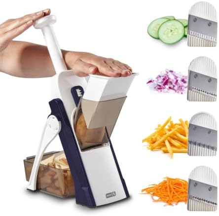 Safe Slice Mandoline for Vegetables, Meal Prep & More with 30+ Presets & Thickness Adjuster, Midnight Navy