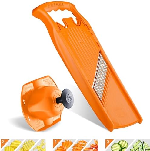 Börner by Reston Lloyd Wave-Waffle Power Line • Crinkle Cut/Spirelli Vegetable Slicer & Food Safety Holder • Slicer for Wave Waffle Cut Style • Multiple Thickness Options • Made in Germany, Orange by B%C3%B6rner
