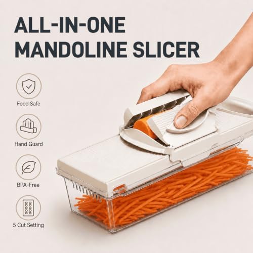 Safe Mandoline Slicer For Kitchen, 5-Setting Adjustable Vegetable Slicer - Image 6