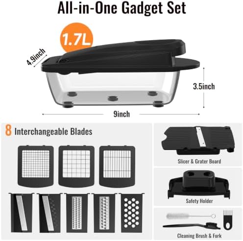 8-Blade Cook Tool & Gadget Sets, Egg Slicer Chopper Grater Set, Black - Image 2
