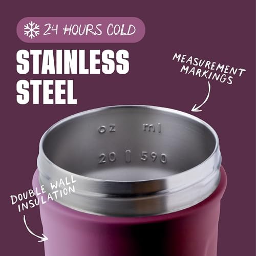 BlenderBottle Sport Flip Stainless Steel Shaker Bottle 24 oz Plum - Image 3