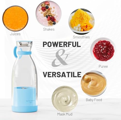 OTPEIR Portable Blender for Shakes and Smoothies with 11.83 Oz Travel Cup and Lid,Durable Stainless Steel Blades for Juice Blending Performance, Blue - Image 6