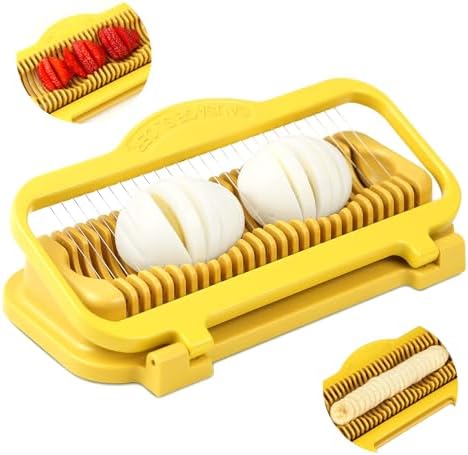 Egg Slicer for Hard Boiled Eggs Banana Slicer, banana Strawberry Mushroom, Aluminium Stainless Steel Wires Heavy Duty Dishwasher Safe by IOYTX