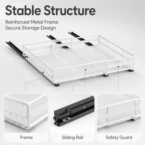 Pull Out Cabinet Organizer 12-20" W x 16" D, No Drill Expandable Heavy Duty