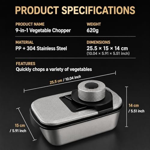 Vegetable Chopper, Stainless Steel Food Dicer and Mandoline Slicer with Drain Holes and Storage Container, Dishwasher Safe Food Chopper for Onion, Potato, Cucumber, Carrot and More - Image 3