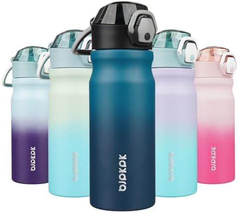 BJPKPK 18 oz Water Bottle with Straw & Handle, Insulated Stainless Flask by BJPKPK