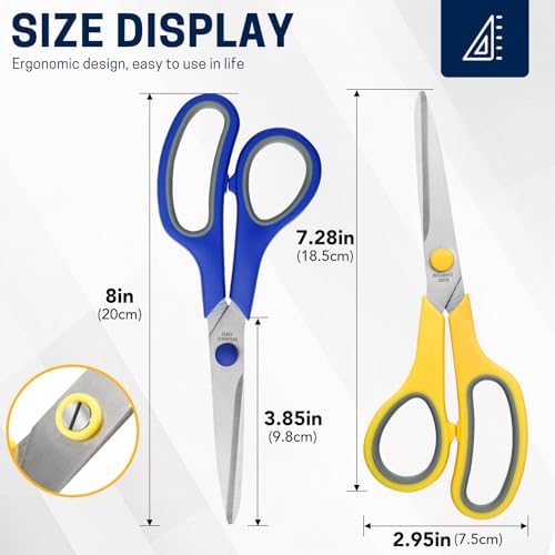 10 Pack 8" Scissors All Purpose, Heavy Duty Scissors for Office