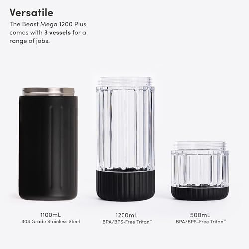 Beast Mega 1200 Stainless Steel Countertop Blender, Carbon Black, 1200W - Image 4
