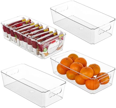 4pcs Clear Storage Bins with Handles