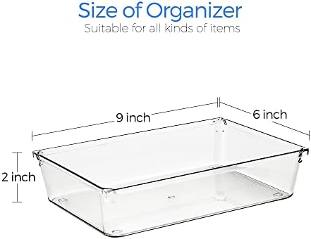 6 Pack Drawer Organizer, 6" x 9" Plastic Storage Bins