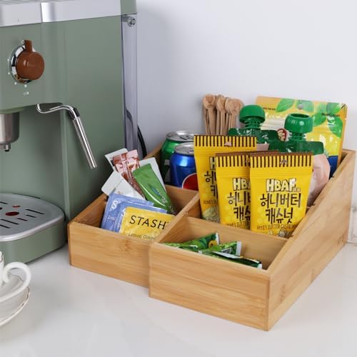 4-Section Snack Organizer with Removable Dividers for Kitchen 2 Pack