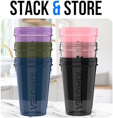 6 Pack 20oz Protein Shaker Bottle for Protein Mixes, Muted Contrast