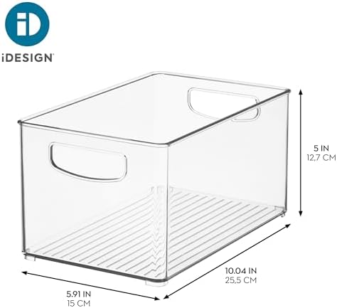 Stackable Clear Plastic Bin, 4-Pack