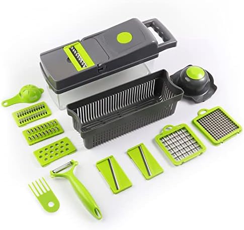 Vegetable Chopper 15-1 with Container - 8 Blades Dicer Chopper Cutter & Slicer - Draining Basket, Peeler, Egg separator, and Many More - Vegetable Chopper for Onions, Potatoes, Tomatoes - Image 2