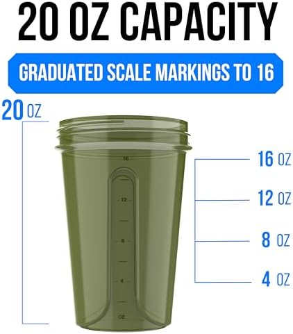 VELOMIX 2 Pack 20oz Protein Shaker Bottle for Protein Mixes, Green/Blue - Image 4