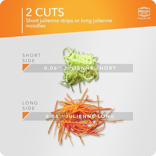 Roko Powerline Vegetable Slicer • Julienne Cutter for Fruit and Vegetables • Julienne Slicer for Fine Strips • Fine Vegetable Grater • Kitchen Slicer (Orange)