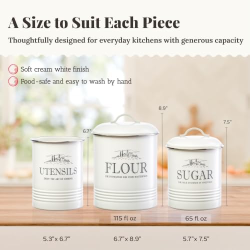 Kitchen Canisters for Countertop, 3-Piece Set with Utensil Holder