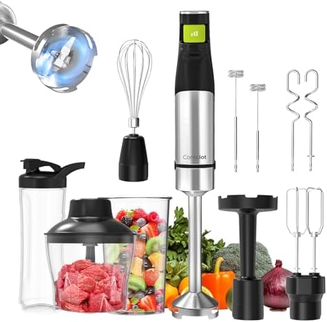 Consciot 10-in-1 Immersion Hand Blender Max 1100W, Trigger Speed Control by Consciot