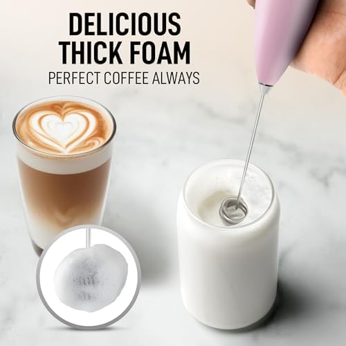 Zulay Kitchen Milk Frother Handheld Electric Whisk, Drink Mixer Wand, Rose - Image 2