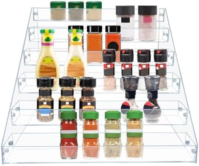 6-Tier Clear Acrylic Spice Rack for Countertops