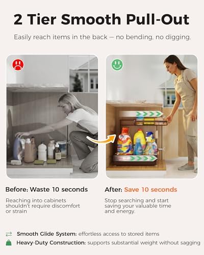 2-Pack 2-Tier Height Adjustable Under Sink Organizer & Storage