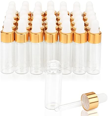 Pack of 35,5ml Clear Glass Dropper Bottle,Empty Glass Sample Vials with Glass Eye Dropper for DIY Aromatherapy Essential Oils Travel Perfume Container Liquid Sample Blends -Free dropper included by Furnido