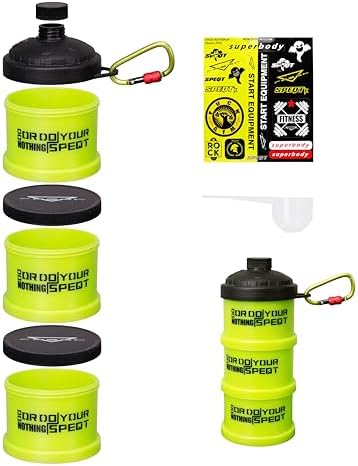 Protein Powder Stackable Container To Go,with Top Cap Funnel for Water Bottle,Twist Lock Portable Supplement Organize Storage Dispenser for Pre/Post Workout,Fitness,Travel,Gym