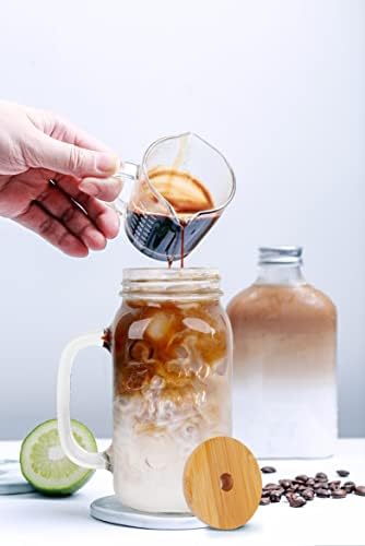 Mason Jar with Lid and Straw, 24 oz Regular Mouth Mason Jars with Handle Drinking Glasses Tumbler Reusable Cups Smoothie Water Bottles for Iced Coffee Classic
