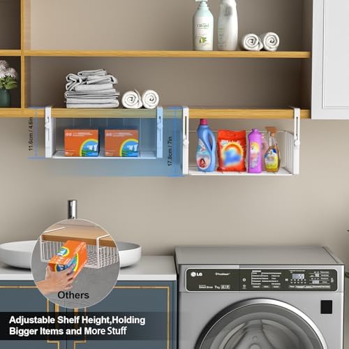 2Pack Under Shelf Basket Storage,Adjustable Hanging,White
