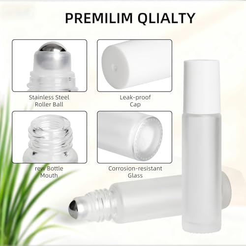 10ml Glass Essential Oil Roller Bottle, 24PCS Clear Frosted Essential Oil Roller Bottles with Stainless Steel Rollers - Refillable, Leak-Proof Design, Suitable for Travel and DIY Skincare Products. - Image 7