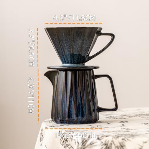 Ceramic Pour Over Coffee Maker With 40 pcs Paper Filter